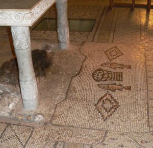 Mosaik in der Brotvermehrungskirche in Tabgha am See Genesareth, Israel